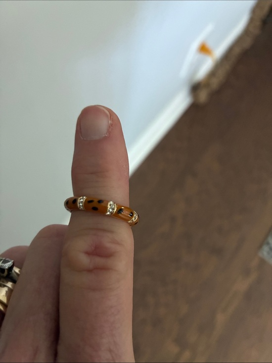 Park Lane Jewelry - Park Lane Orange Enamel Spot Ring with Crystal Bands